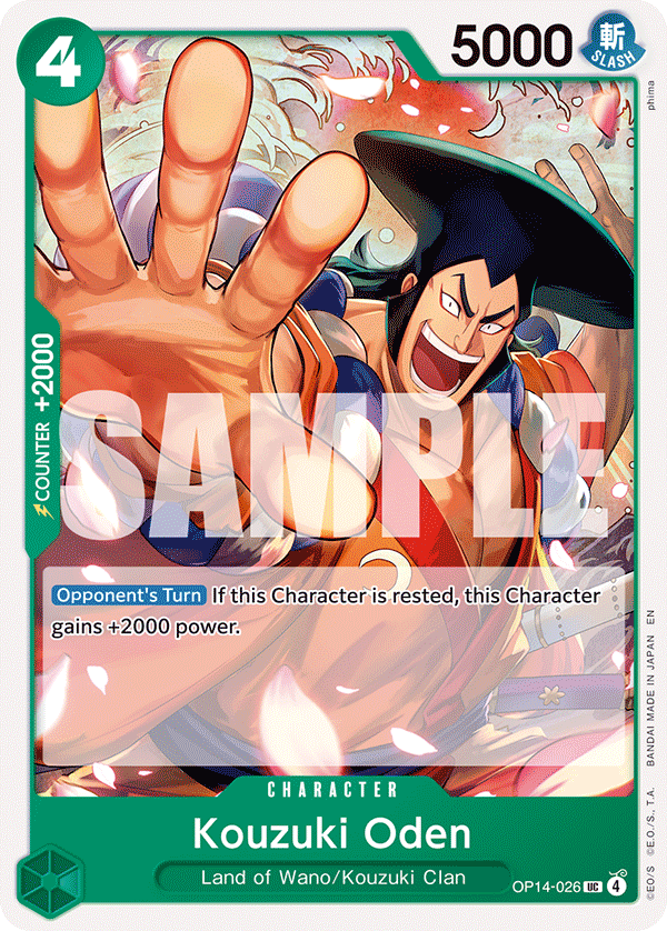 Carte Oden Kozuki OP14-026 Uncommon — One Piece TCG OP14-EB04 The Azure Sea's Seven (Bandai)