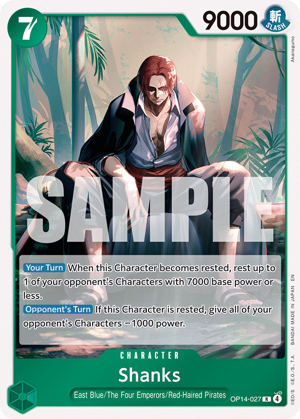 Carte Shanks OP14-027 Rare — One Piece TCG OP14-EB04 The Azure Sea's Seven (Bandai)