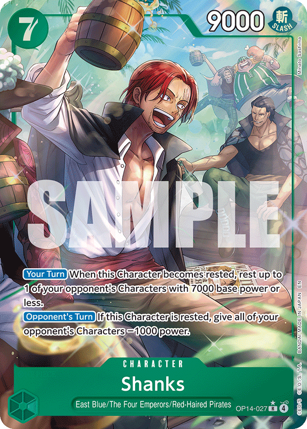 Carte Shanks OP14-027_p1 Rare Alt Art — One Piece TCG OP14-EB04 The Azure Sea's Seven (Bandai)