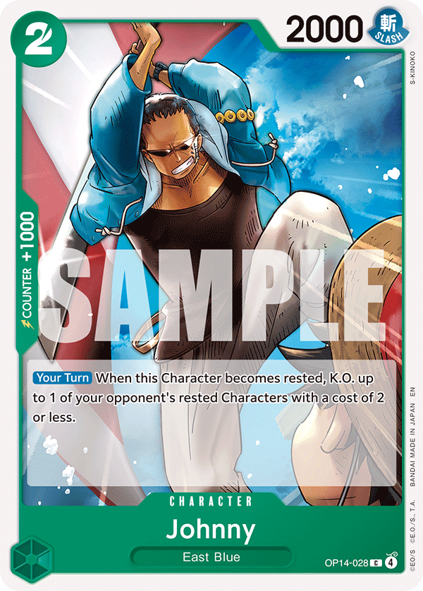 Carte Johnny OP14-028 Common — One Piece TCG OP14-EB04 The Azure Sea's Seven (Bandai)