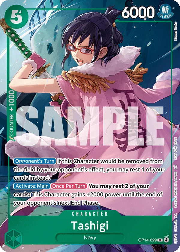 Carte Tashigi OP14-029_p2 Rare Alt Art — One Piece TCG OP14-EB04 The Azure Sea's Seven (Bandai)