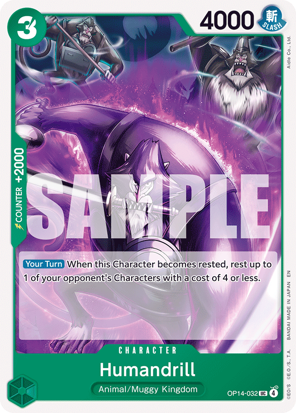 Carte Mandrill humain OP14-032 Uncommon — One Piece TCG OP14-EB04 The Azure Sea's Seven (Bandai)