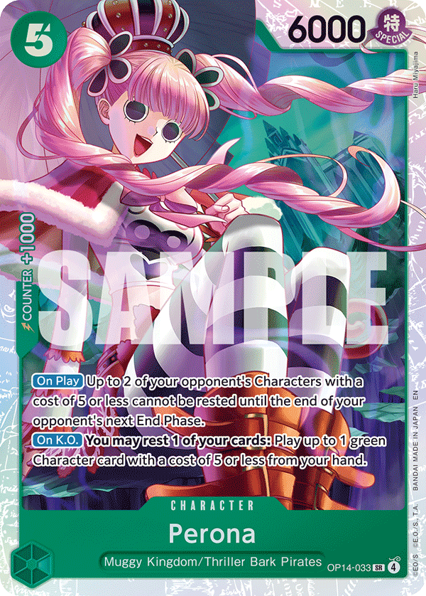 Carte Perona OP14-033 Super Rare — One Piece TCG OP14-EB04 The Azure Sea's Seven (Bandai)