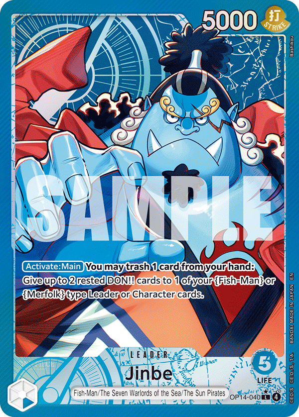 Carte Jinbe OP14-040_p1 Leader Alt Art — One Piece TCG OP14-EB04 The Azure Sea's Seven (Bandai)