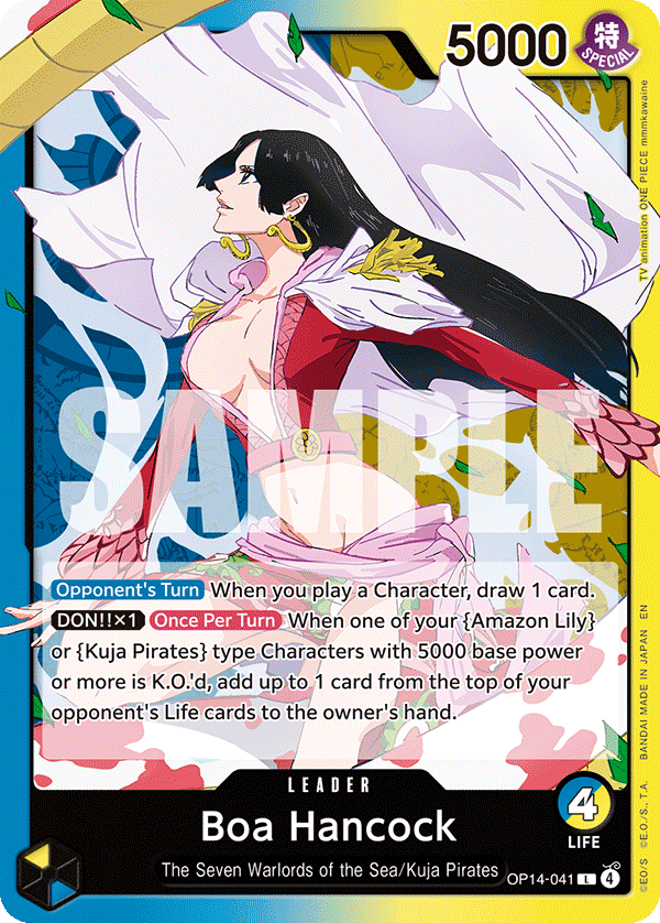 Carte Boa Hancock OP14-041 Leader — One Piece TCG OP14-EB04 The Azure Sea's Seven (Bandai)