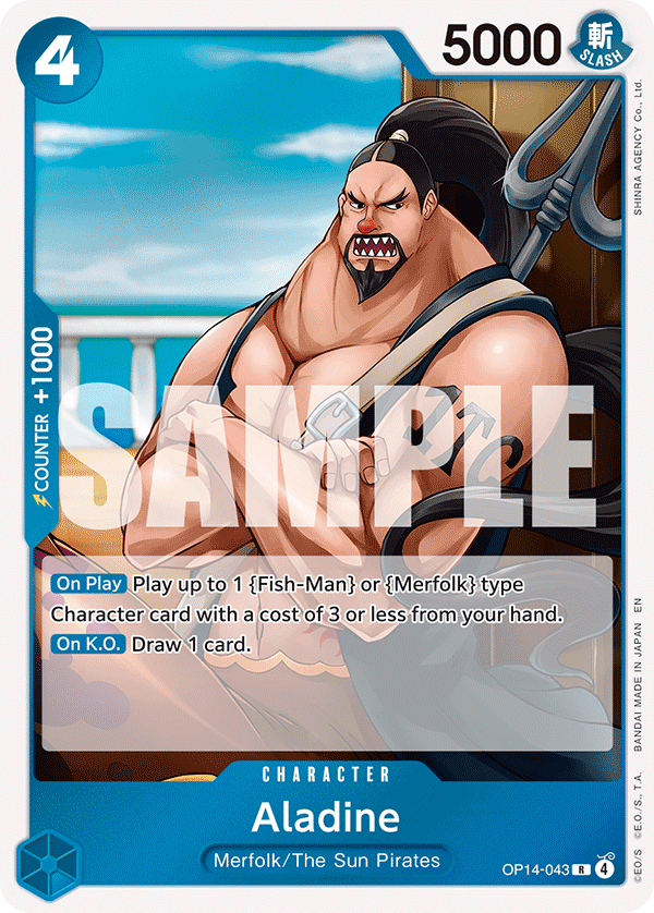 Carte Aladdin OP14-043 Rare — One Piece TCG OP14-EB04 The Azure Sea's Seven (Bandai)