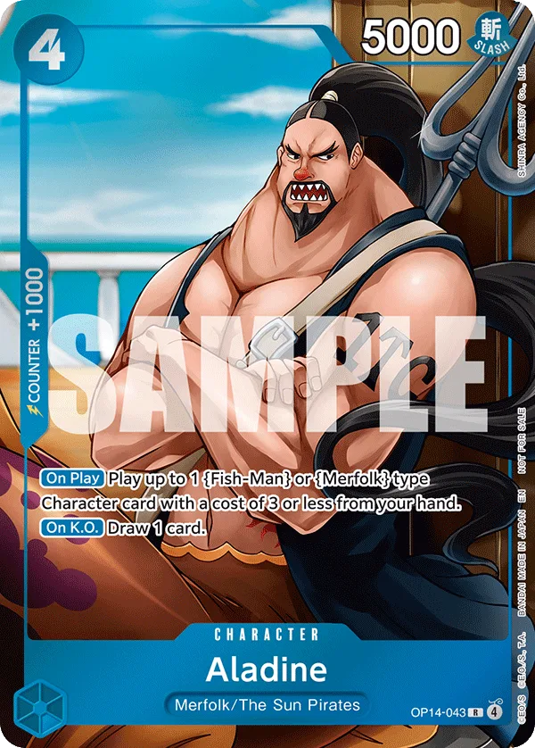 Carte Aladdin OP14-043_p1 Rare Alt Art — One Piece TCG OP14-EB04 The Azure Sea's Seven (Bandai)