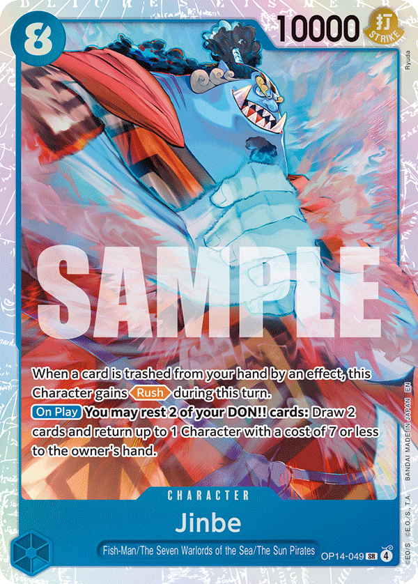 Carte Jinbe OP14-049 Super Rare — One Piece TCG OP14-EB04 The Azure Sea's Seven (Bandai)