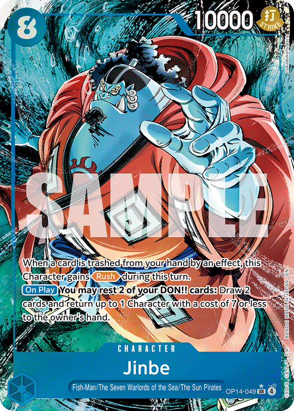 Carte Jinbe OP14-049_p1 Super Rare Alt Art — One Piece TCG OP14-EB04 The Azure Sea's Seven (Bandai)
