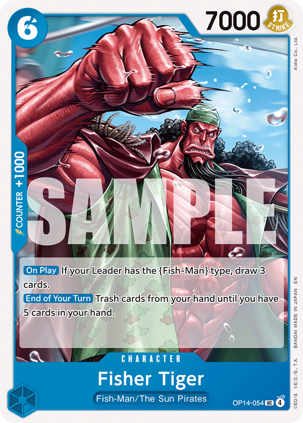 Carte Fisher Tiger OP14-054 Uncommon — One Piece TCG OP14-EB04 The Azure Sea's Seven (Bandai)
