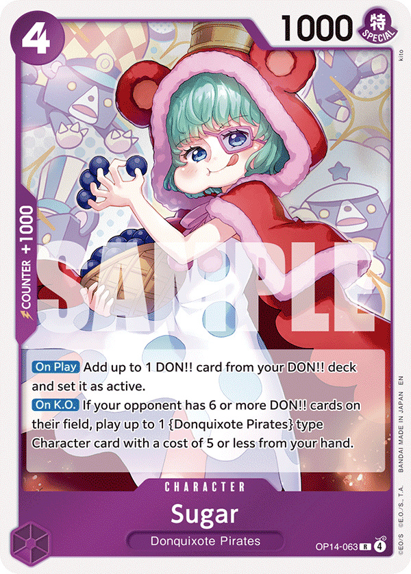 Carte Sugar OP14-063 Rare — One Piece TCG OP14-EB04 The Azure Sea's Seven (Bandai)