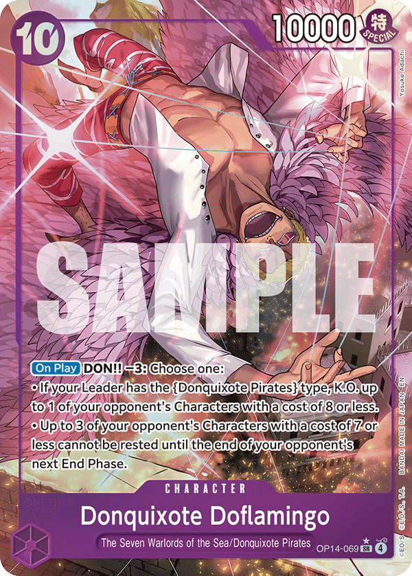 Carte Don Quijote Doflamingo OP14-069_p1 Super Rare Alt Art — One Piece TCG OP14-EB04 The Azure Sea's Seven (Bandai)