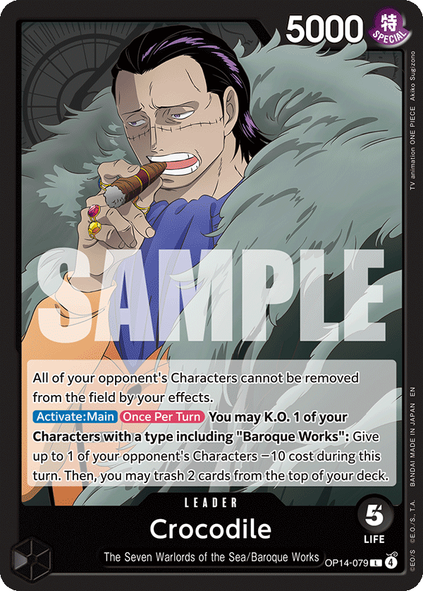 Carte Crocodile OP14-079 Leader — One Piece TCG OP14-EB04 The Azure Sea's Seven (Bandai)
