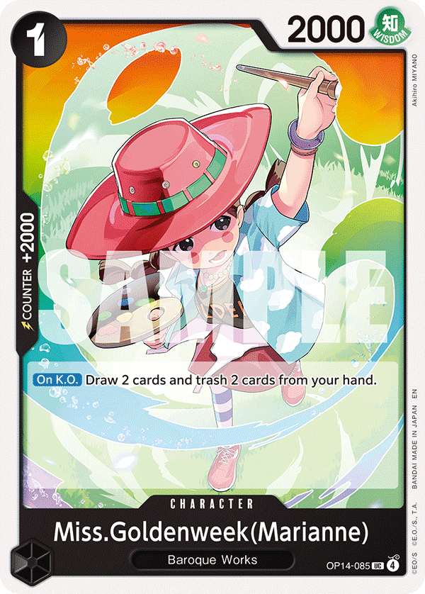 Carte Miss Goldenweek(Marianne) OP14-085 Uncommon — One Piece TCG OP14-EB04 The Azure Sea's Seven (Bandai)