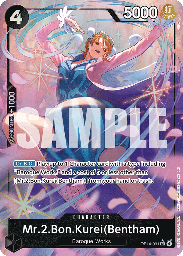 Carte Mr 2 Bonclay(Bentham) OP14-091_p1 Super Rare Alt Art — One Piece TCG OP14-EB04 The Azure Sea's Seven (Bandai)