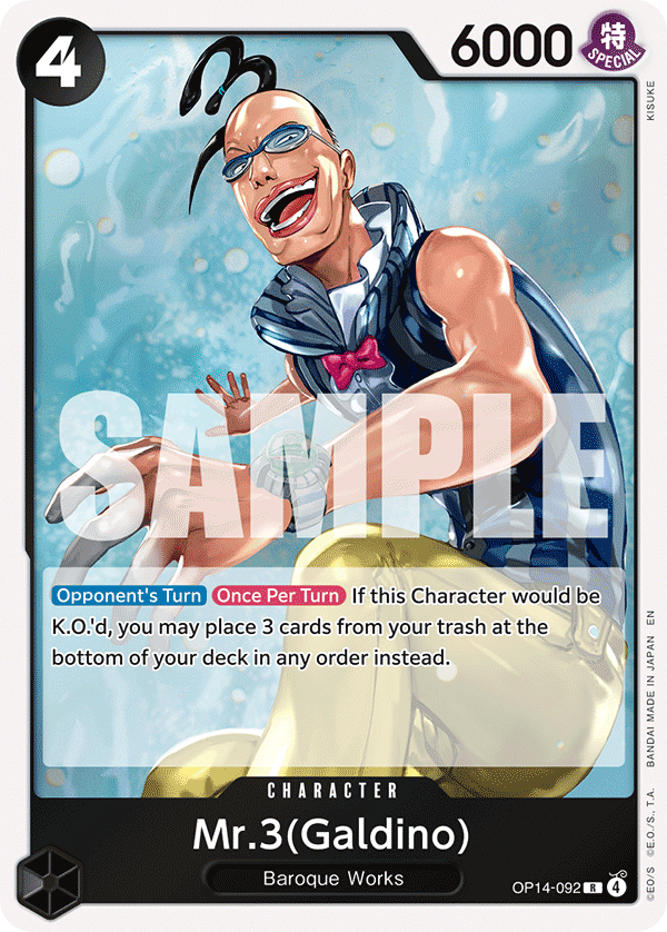 Carte Mr 3(Galdino) OP14-092 Rare — One Piece TCG OP14-EB04 The Azure Sea's Seven (Bandai)