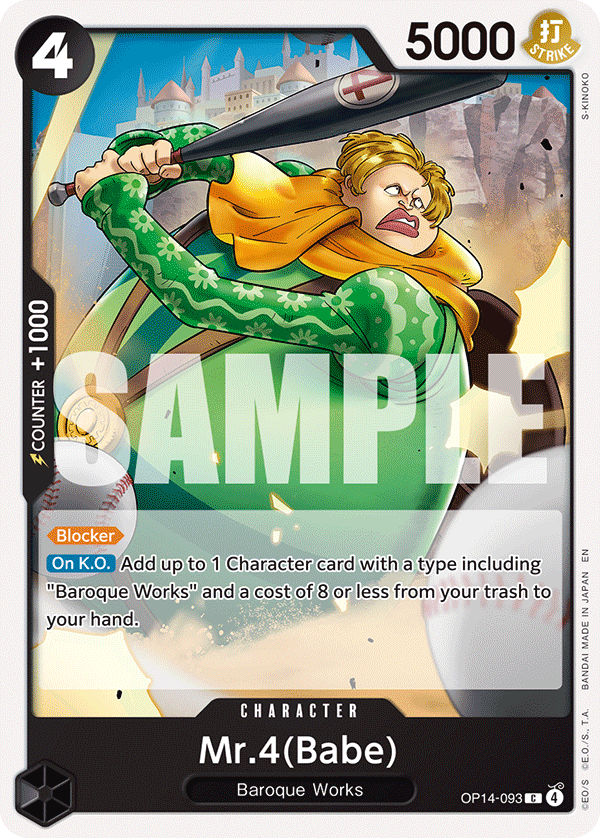 Carte Mr 4(Babe) OP14-093 Common — One Piece TCG OP14-EB04 The Azure Sea's Seven (Bandai)