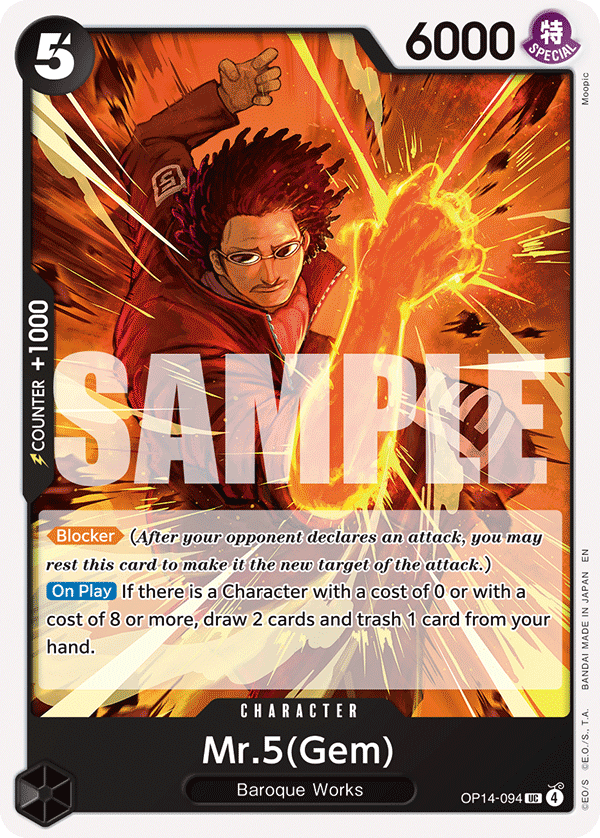 Carte Mr 5(Gem) OP14-094 Uncommon — One Piece TCG OP14-EB04 The Azure Sea's Seven (Bandai)