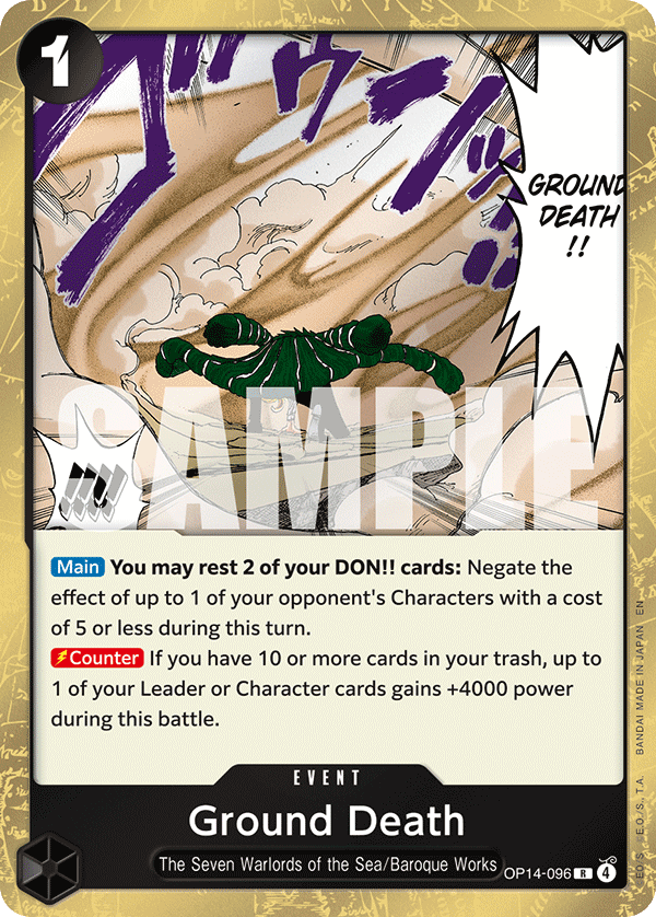 Carte Ground Death OP14-096 Rare — One Piece TCG OP14-EB04 The Azure Sea's Seven (Bandai)