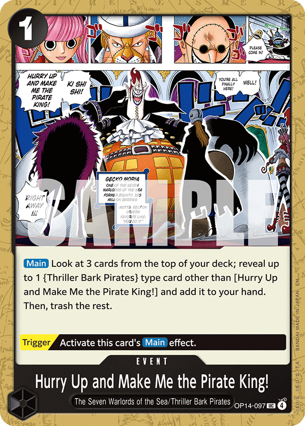 Carte Je veux que vous fassiez de moi le roi des pirates&nbsp;!! OP14-097 Uncommon — One Piece TCG OP14-EB04 The Azure Sea's Seven (Bandai)