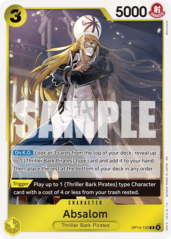 Carte Absalom OP14-100 Rare — One Piece TCG OP14-EB04 The Azure Sea's Seven (Bandai)