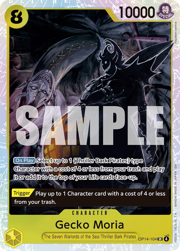 Carte officielle Gecko Moria OP14-104 Super Rare — One Piece TCG (Bandai)