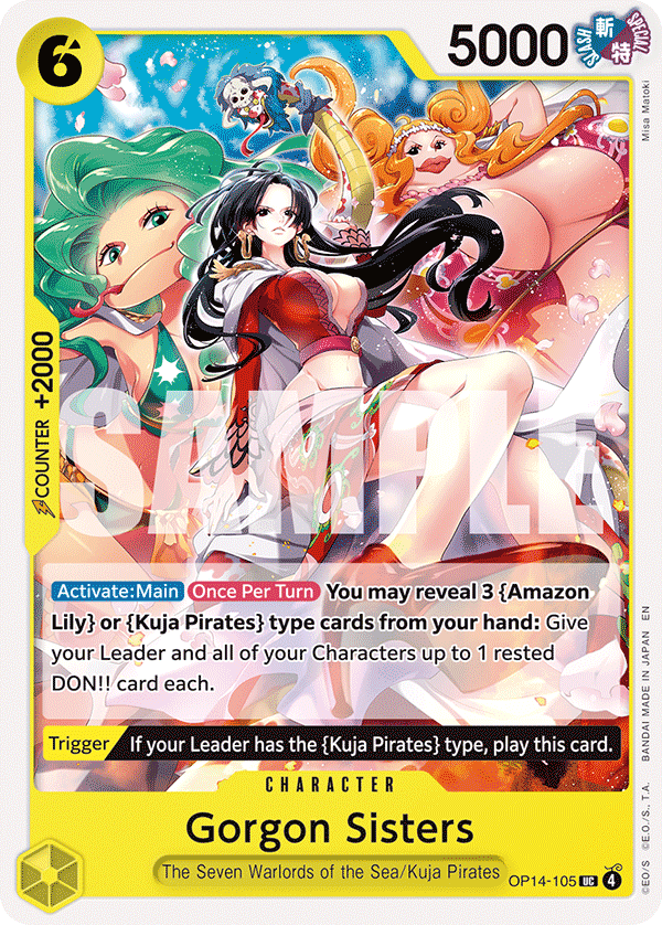 Carte Sœurs gorgones OP14-105 Uncommon — One Piece TCG OP14-EB04 The Azure Sea's Seven (Bandai)