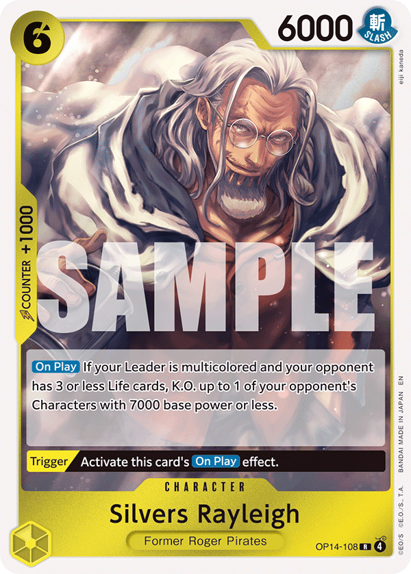 Carte Silvers Rayleigh OP14-108 Rare — One Piece TCG OP14-EB04 The Azure Sea's Seven (Bandai)