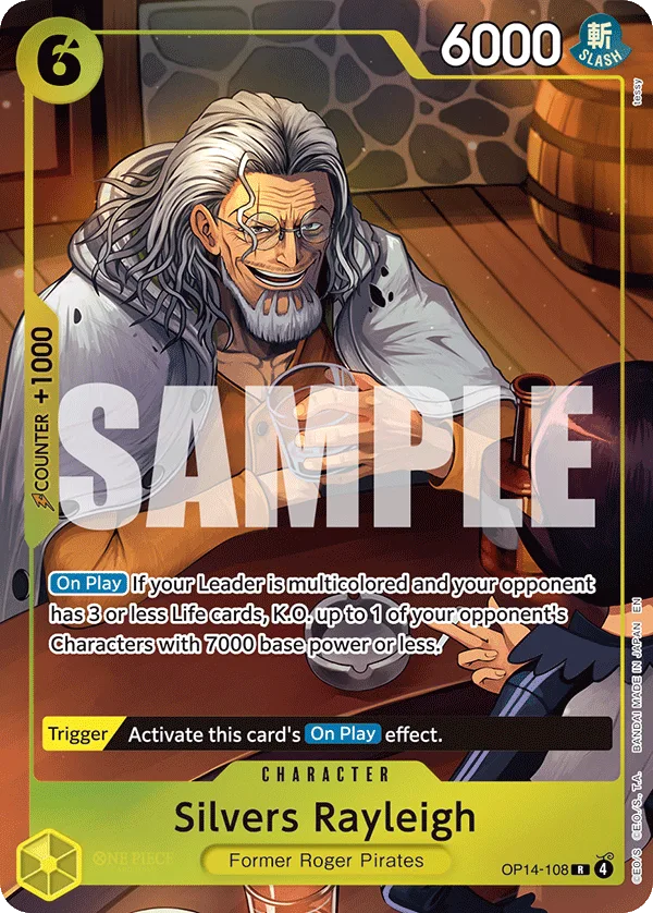 Carte Silvers Rayleigh OP14-108_p1 Rare Alt Art — One Piece TCG OP14-EB04 The Azure Sea's Seven (Bandai)