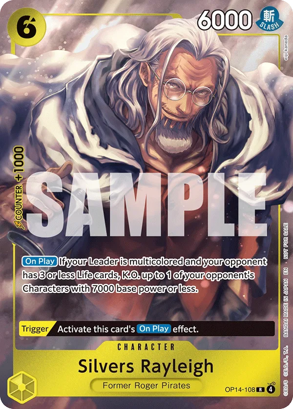 Carte Silvers Rayleigh OP14-108_p2 Rare Alt Art — One Piece TCG OP14-EB04 The Azure Sea's Seven (Bandai)