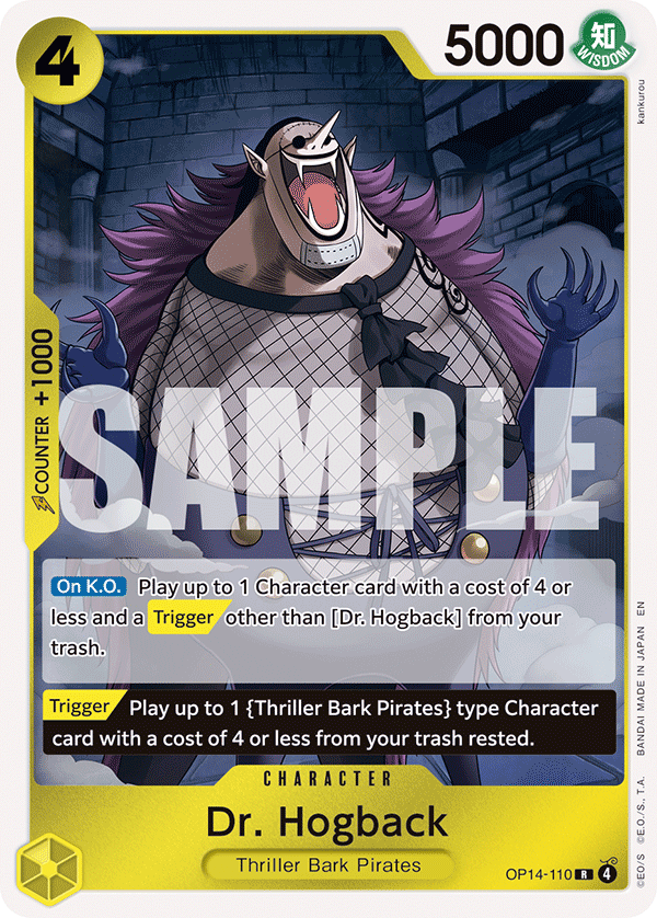 Carte Docteur Hogback OP14-110 Rare — One Piece TCG OP14-EB04 The Azure Sea's Seven (Bandai)