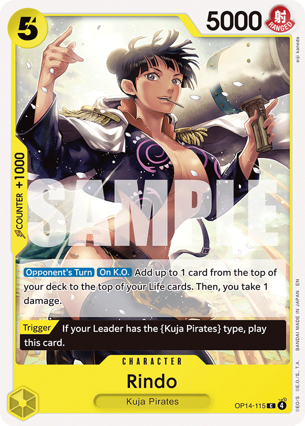Carte Rindo OP14-115 Common — One Piece TCG OP14-EB04 The Azure Sea's Seven (Bandai)