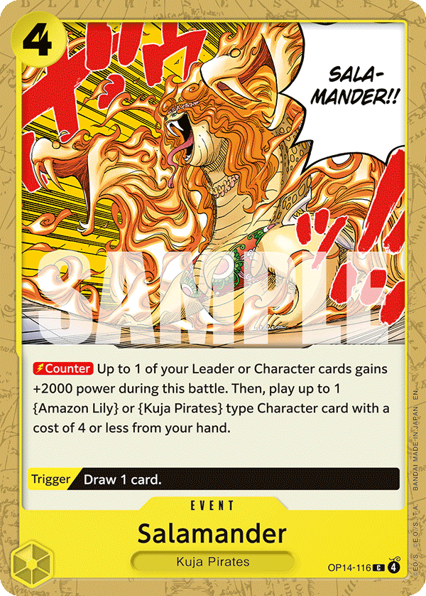 Carte Salamandre de feu OP14-116 Common — One Piece TCG OP14-EB04 The Azure Sea's Seven (Bandai)