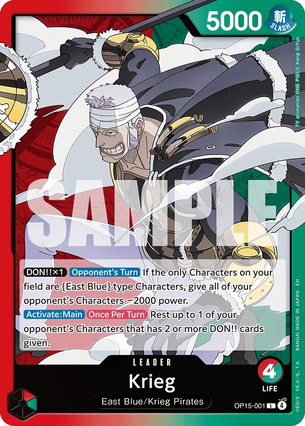 Carte Krieg OP15-001 Leader — One Piece TCG OP15-EB04 Adventure on Kami's Island (Bandai)