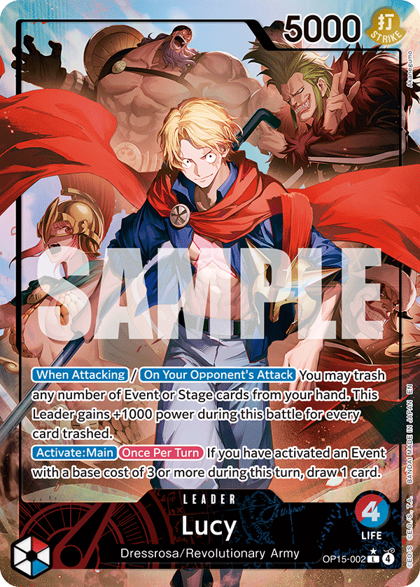 Carte Lucy OP15-002_p1 Leader — One Piece TCG OP15-EB04 (Bandai)