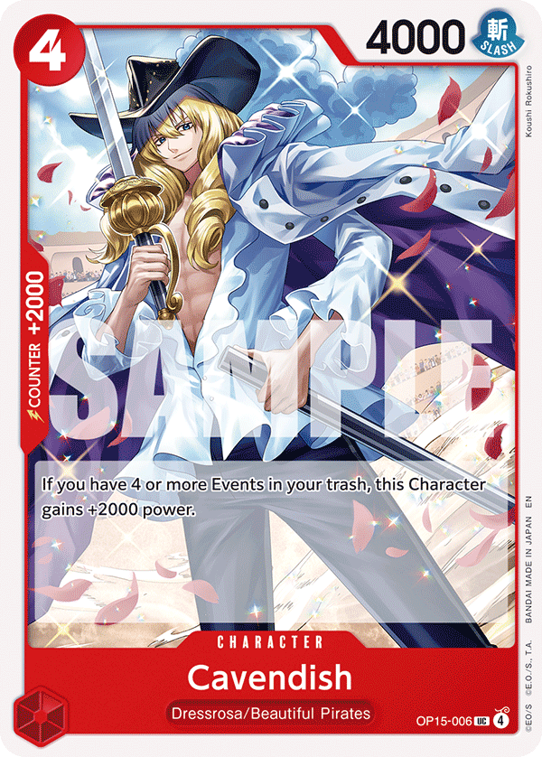 Carte Cavendish OP15-006 Uncommon — One Piece TCG OP15-EB04 (Bandai)
