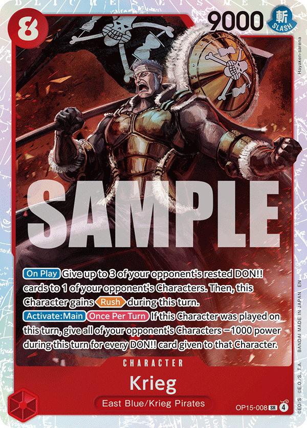 Carte Krieg OP15-008 Super Rare — One Piece TCG OP15-EB04 Adventure on Kami's Island (Bandai)