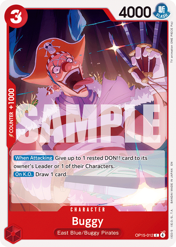 Carte Buggy OP15-012 Common — One Piece TCG OP15-EB04 Adventure on Kami's Island (Bandai)