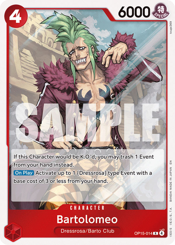 Carte Bartolomeo OP15-014 Rare — One Piece TCG OP15-EB04 Adventure on Kami's Island (Bandai)