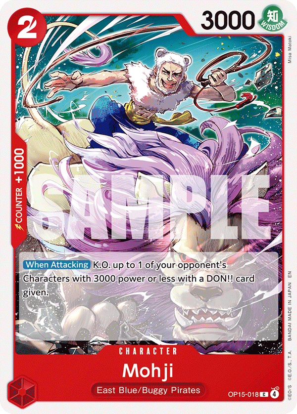 Carte Mohji OP15-018 Common — One Piece TCG OP15-EB04 Adventure on Kami's Island (Bandai)
