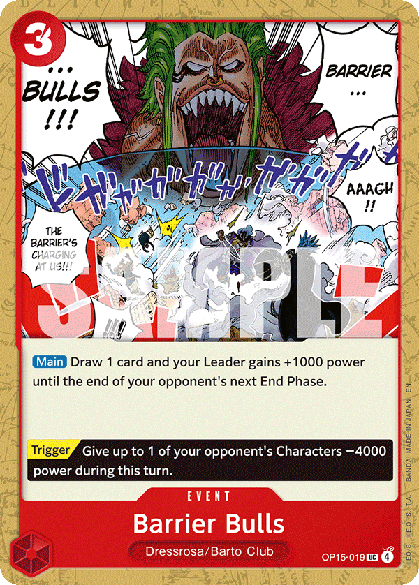 Carte Barrier Bulls OP15-019 Uncommon — One Piece TCG OP15-EB04 Adventure on Kami's Island (Bandai)