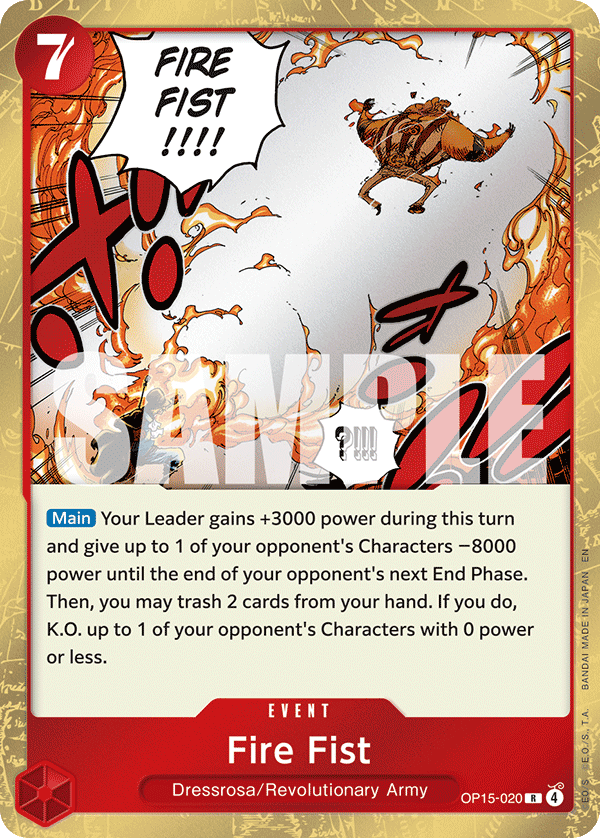 Carte Fire Fist OP15-020 Rare — One Piece TCG OP15-EB04 Adventure on Kami's Island (Bandai)