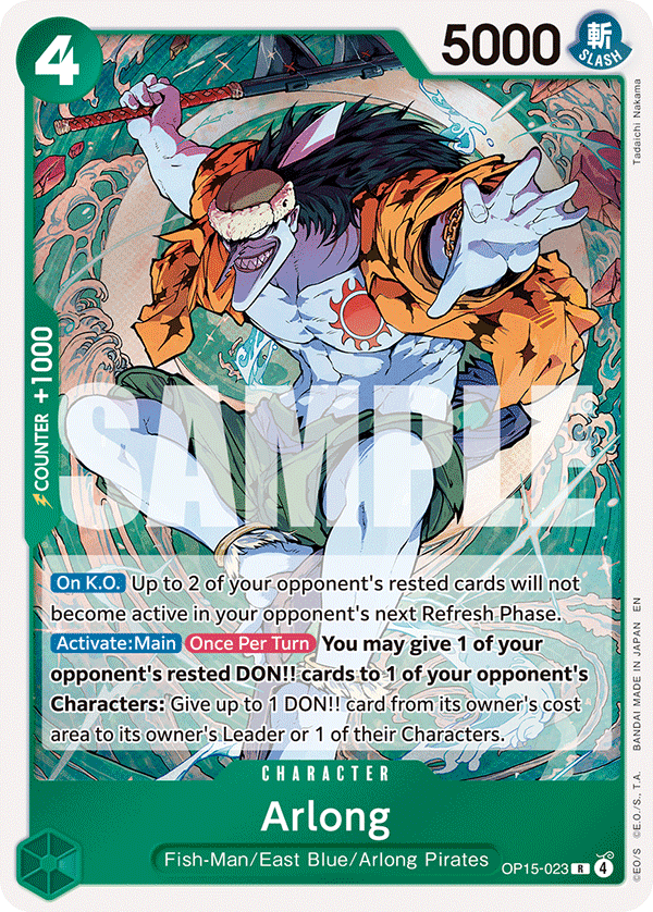 Carte Arlong OP15-023 Rare — One Piece TCG OP15-EB04 Adventure on Kami's Island (Bandai)