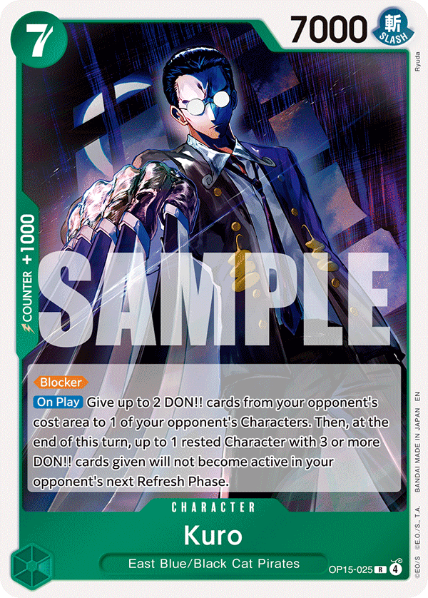 Carte Kuro OP15-025 Rare — One Piece TCG OP15-EB04 Adventure on Kami's Island (Bandai)