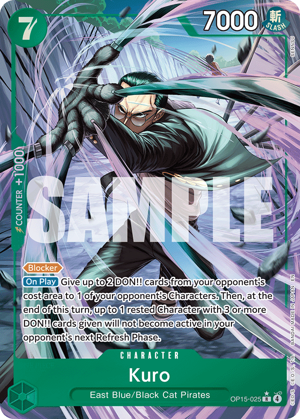 Carte Kuro OP15-025_p1 Rare Alt Art — One Piece TCG OP15-EB04 Adventure on Kami's Island (Bandai)