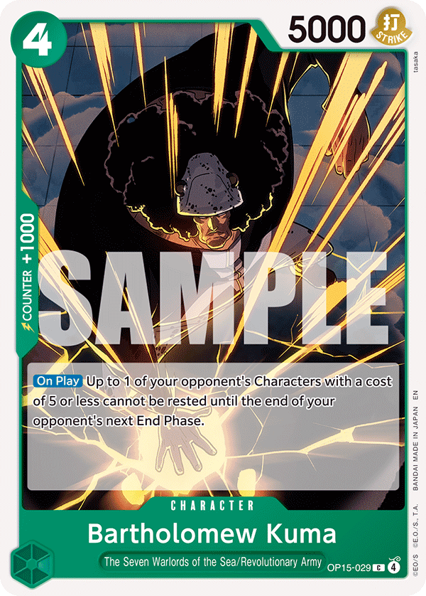 Carte Bartholomew Kuma OP15-029 Common — One Piece TCG OP15-EB04 Adventure on Kami's Island (Bandai)