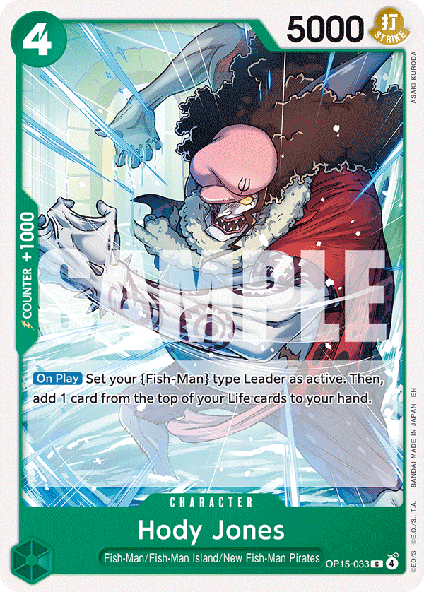 Carte Hody Jones OP15-033 Common — One Piece TCG OP15-EB04 Adventure on Kami's Island (Bandai)