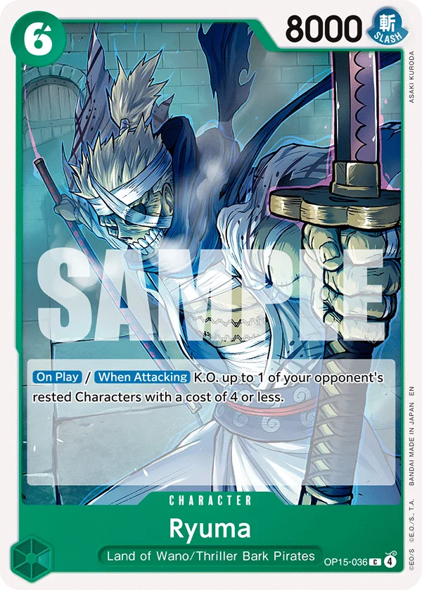 Carte Ryuma OP15-036_r1 Common Serial — One Piece TCG ST-32 STARTER DECK -GREEN Roronoa Zoro- (Bandai)