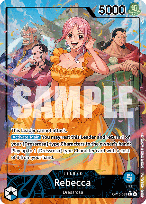 Carte Rebecca OP15-039_p1 Leader — One Piece TCG OP15-EB04 (Bandai)