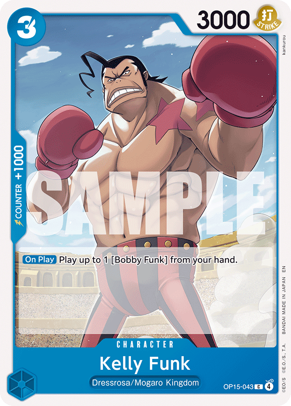 Carte Kelly Funk OP15-043 Common — One Piece TCG OP15-EB04 Adventure on Kami's Island (Bandai)